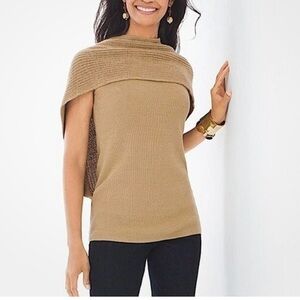 Chico's Tan Knit Poncho Sweater